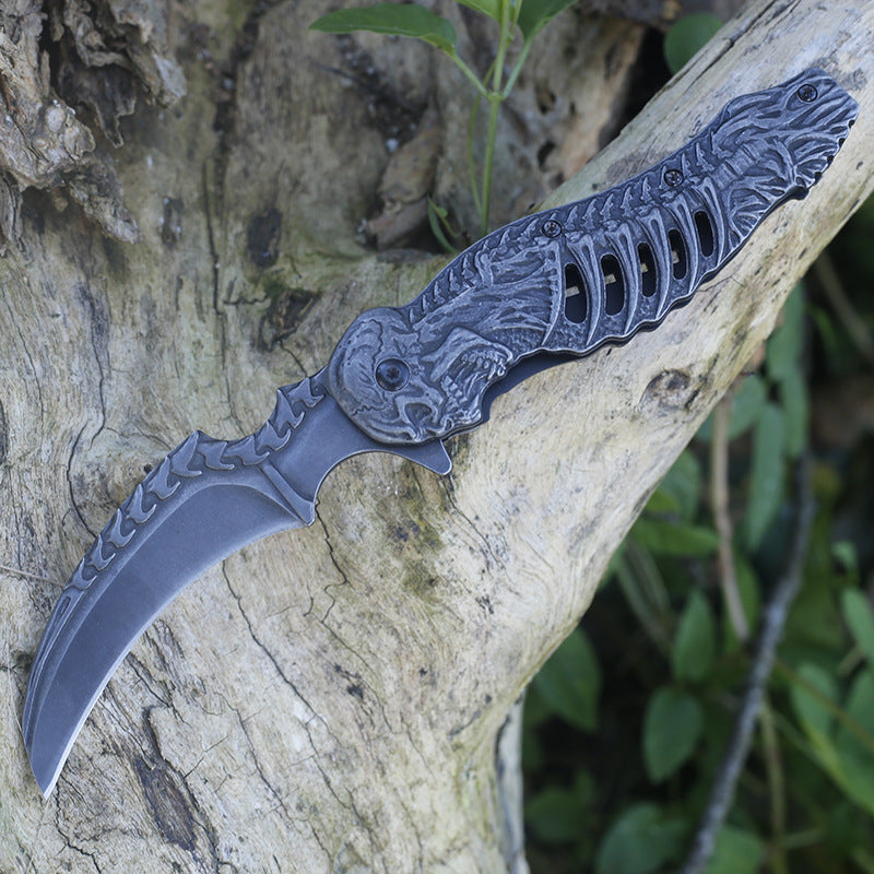 Utensile Tascabile Pieghevole da Esterno Goffrato con Superficie Lavata a Pietra