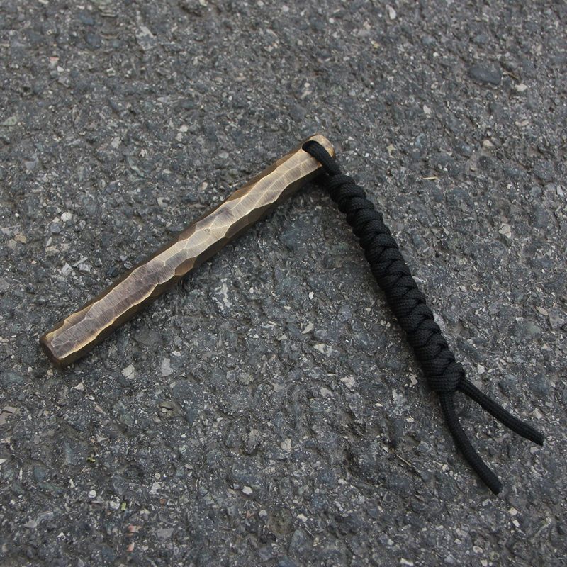 Retro metal EDC Tool with Hand-polished Stone Pits on The Surface
