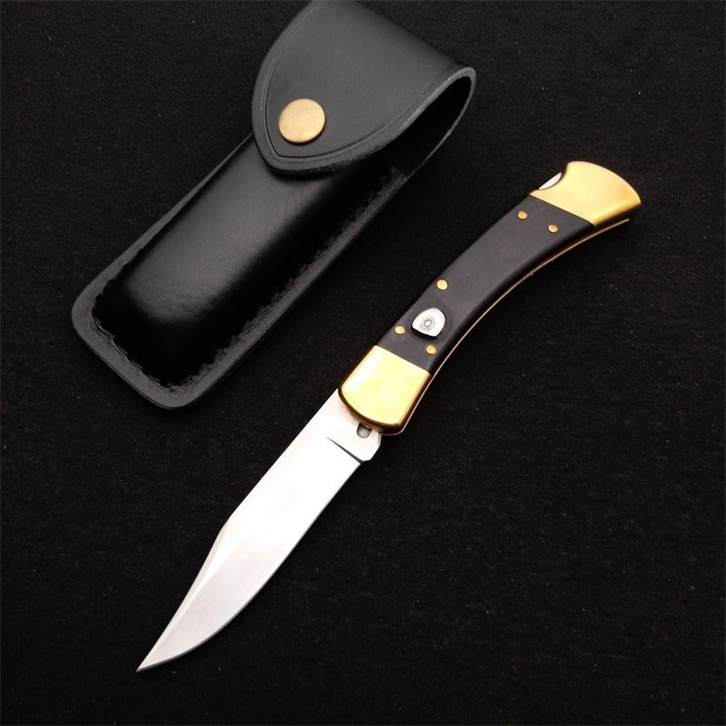 Utensile pieghevole da esterno con manico singolo, rivetto in rame, legno di palissandro nero Bk 110