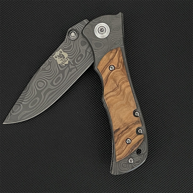 Liome 339 Coltello Tascabile Pieghevole da Esterno EDC in Acciaio Damasco