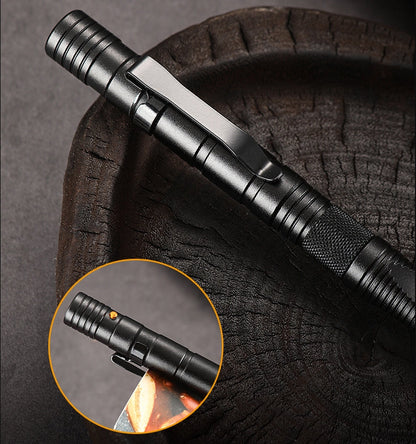 Ferramenta EDC multifunções de exterior em forma de caneta, com iluminação LED e bolso