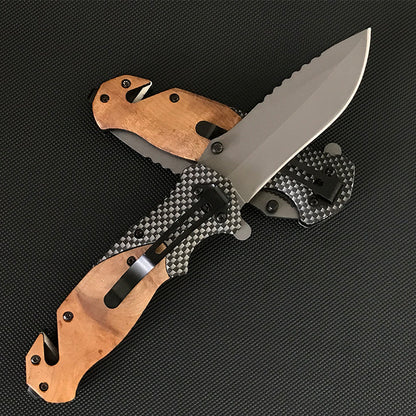 Herramienta EDC multifuncional plegable para exteriores con mango de madera Liome X50 Pocket