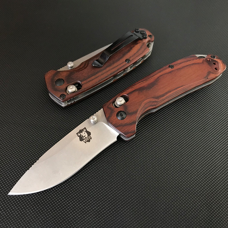 Liome 15031 Strumento tascabile da esterno stonewash con manico in legno pieghevole