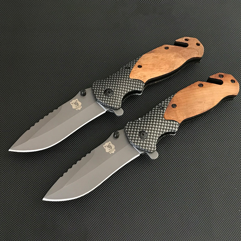 Liome X50 Tascabile da Esterno Multifunzionale Pieghevole con Manico in Legno Strumento EDC