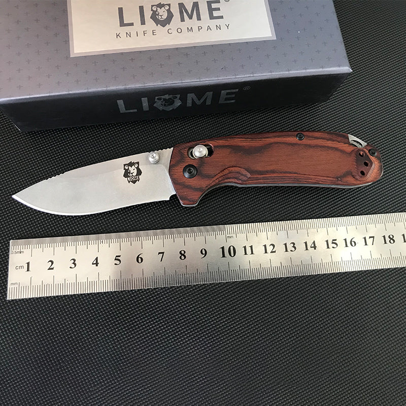 Liome 15031 Strumento tascabile da esterno stonewash con manico in legno pieghevole