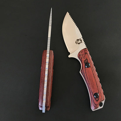 Utensile EDC tascabile Liome 15017 con manico in legno rosso-bruno