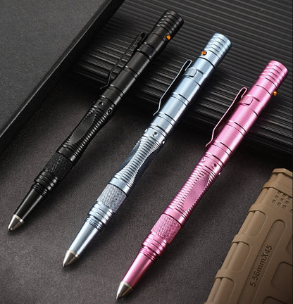 Ferramenta EDC multifunções de exterior em forma de caneta, com iluminação LED e bolso