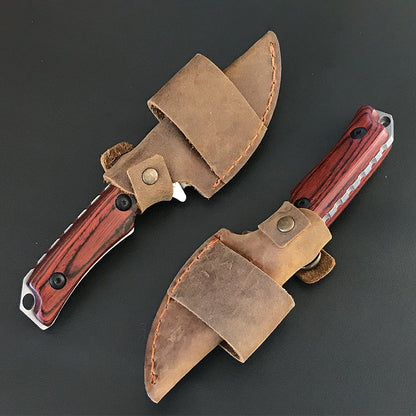 Utensile EDC tascabile Liome 15017 con manico in legno rosso-bruno