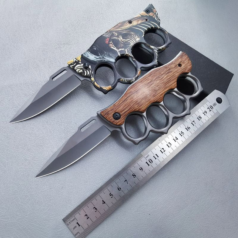 Wooden Handle Folding Outdoor Pocket Four Holes EDC Tools