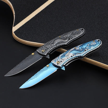 Strumento EDC tascabile pieghevole da esterno con manico decorato con sirena