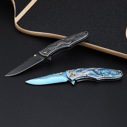 Strumento EDC tascabile pieghevole da esterno con manico decorato con sirena