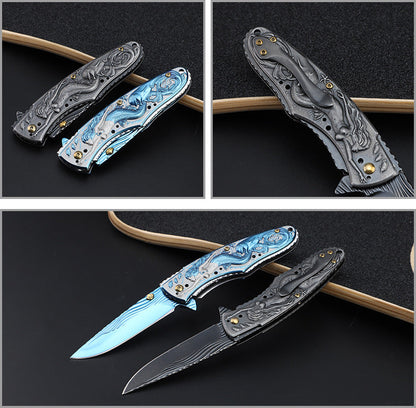 Strumento EDC tascabile pieghevole da esterno con manico decorato con sirena