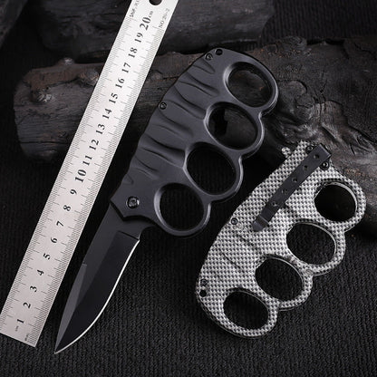 Multifunktionales Vierloch-Outdoor-Werkzeug aus schwarzbeschichtetem Titancarbon