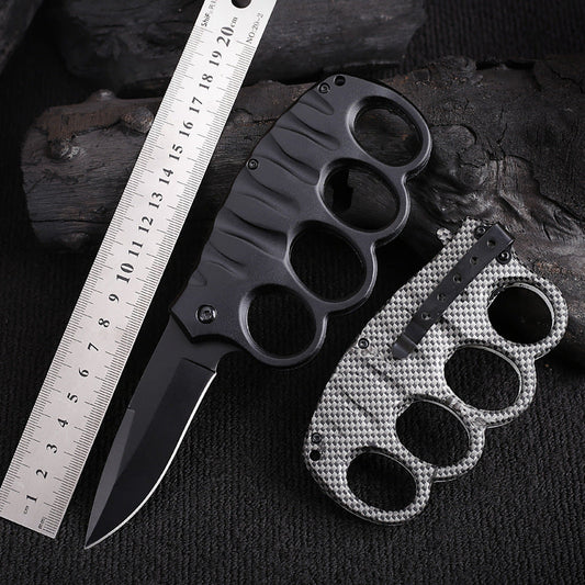Multifunctional Four-hole Outdoor Black-plated Titanium Carbon Fiber Tool