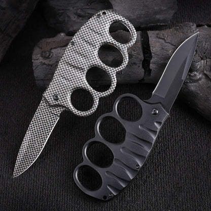 Multifunktionales Vierloch-Outdoor-Werkzeug aus schwarzbeschichtetem Titancarbon