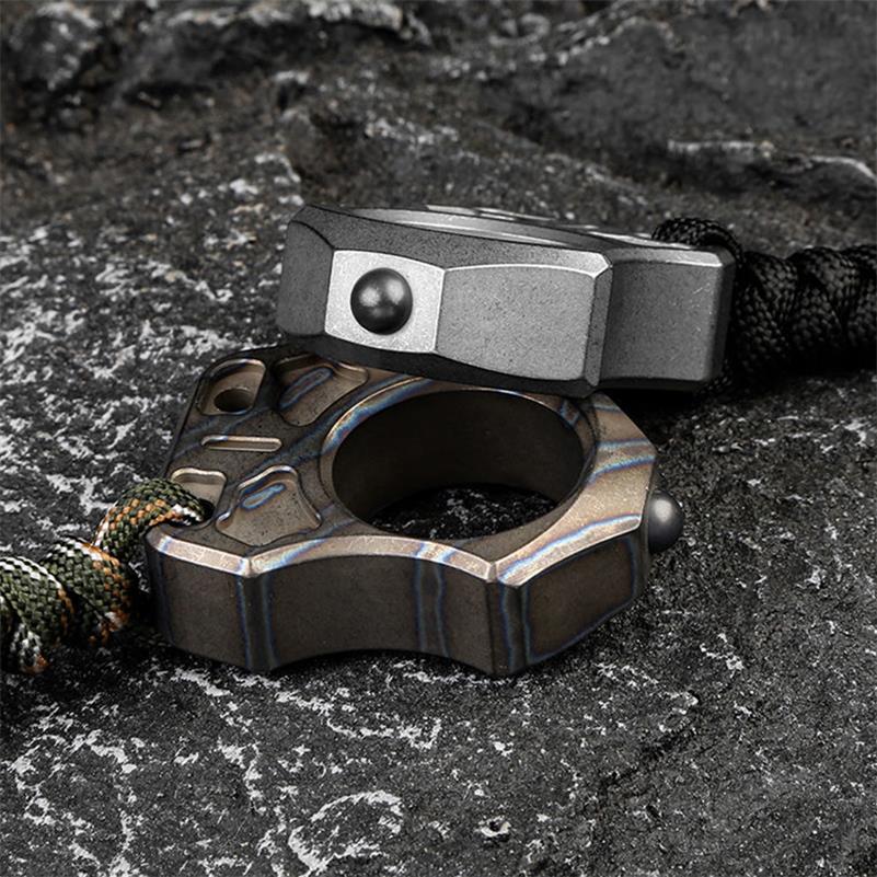 Handmade Titanium Portable Single Hole Creative EDC Outdoor Keychain Backpack Tool