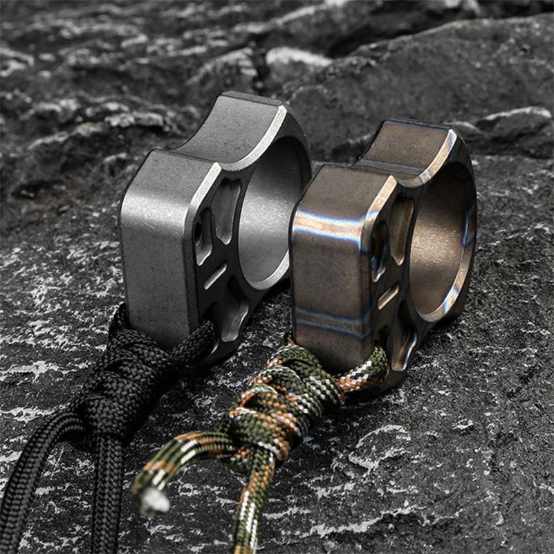 Handmade Titanium Portable Single Hole Creative EDC Outdoor Keychain Backpack Tool