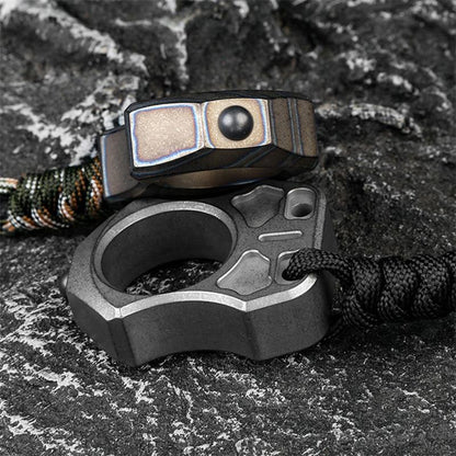 Utensile EDC creativo portatile da esterno in titanio, realizzato a mano, con foro singolo, portachiavi per zaino