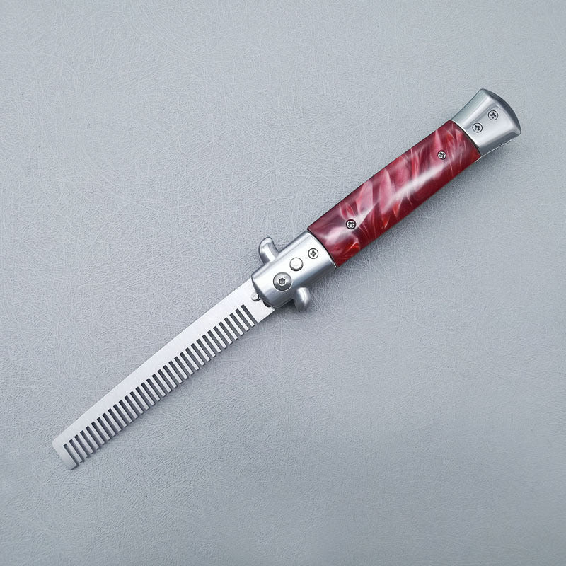 Stainless Steel OTF Folding Unsharpened Ornamental Comb