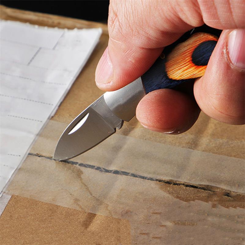 Mini Folding Keychain Wooden Handle Pocket Backpack Tool