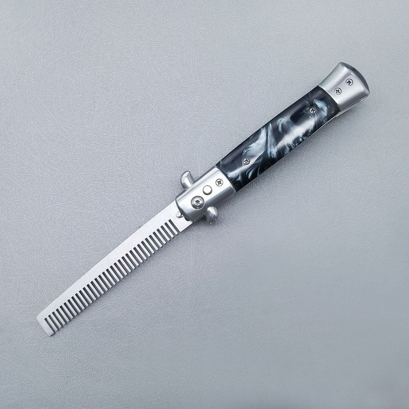 Stainless Steel OTF Folding Unsharpened Ornamental Comb