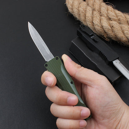 Ferramenta EDC de bolso mini para exterior BM 4850, com cabo em zinco e alumínio e acabamento lavado à pedra