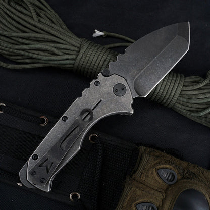 Strumento tascabile da campeggio pieghevole da esterno in acciaio 9cr18mov stonewashed con manico G10
