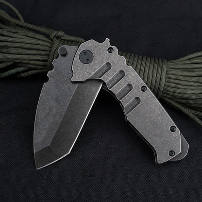 Strumento tascabile da campeggio pieghevole da esterno in acciaio 9cr18mov stonewashed con manico G10