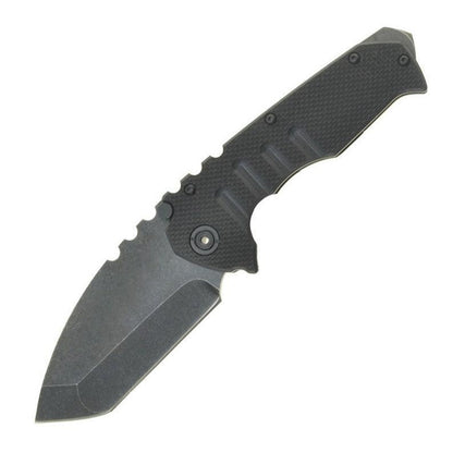 Strumento tascabile da campeggio pieghevole da esterno in acciaio 9cr18mov stonewashed con manico G10