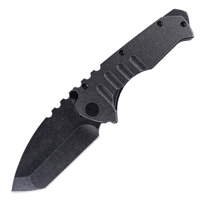 Strumento tascabile da campeggio pieghevole da esterno in acciaio 9cr18mov stonewashed con manico G10