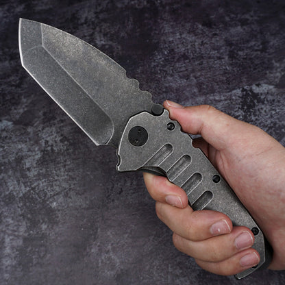 Strumento tascabile da campeggio pieghevole da esterno in acciaio 9cr18mov stonewashed con manico G10