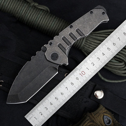 Strumento tascabile da campeggio pieghevole da esterno in acciaio 9cr18mov stonewashed con manico G10