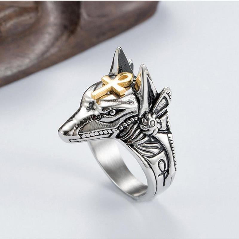 Anillo de autodefensa de acero inoxidable Anubis
