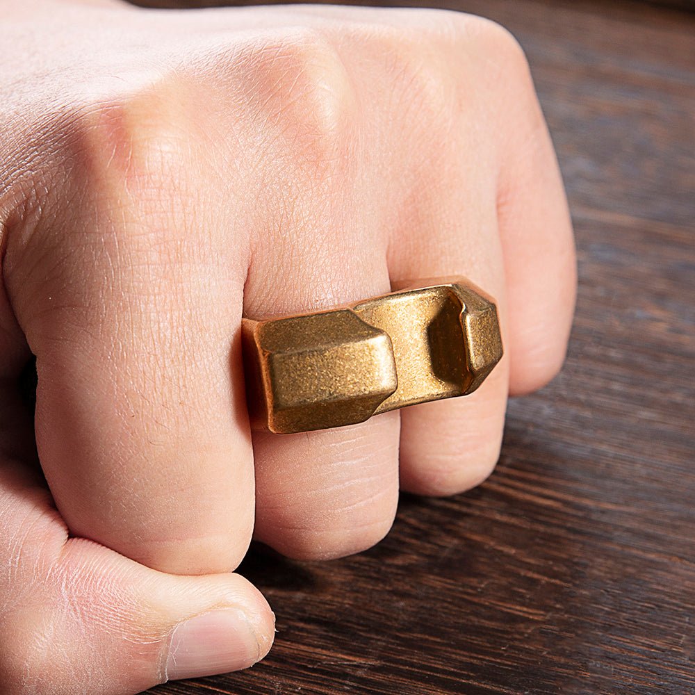 Full Brass Wasteland Style Stonewash Bottle Opener Brass Knuckles - Tacsafeworld EDC Gadgets