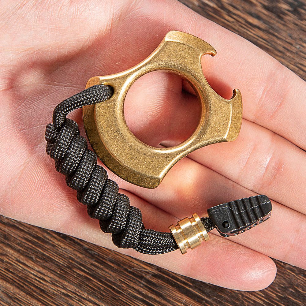 Full Brass Wasteland Style Stonewash Bottle Opener Brass Knuckles - Tacsafeworld EDC Gadgets