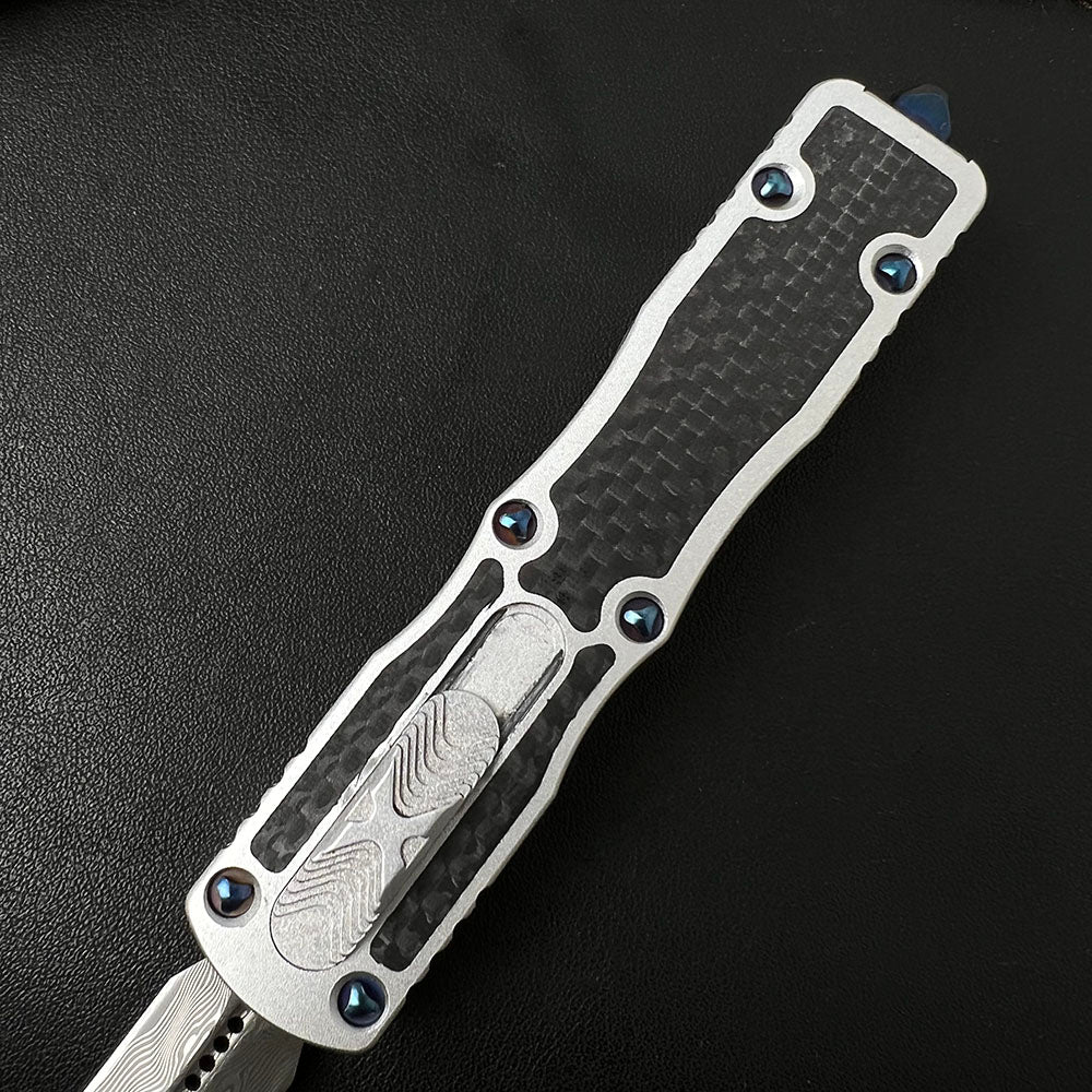 Damascus Carbon Fiber White Handle Aluminum Alloy Outdoor Portable Tool