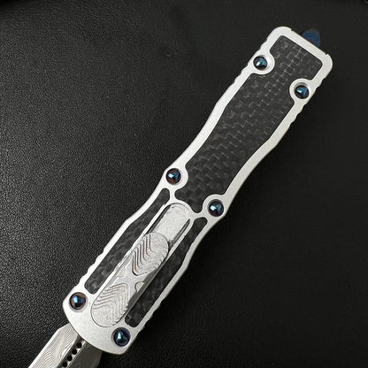 Damast-Carbonfaser weißer Griff Aluminiumlegierung tragbares Outdoor-Werkzeug