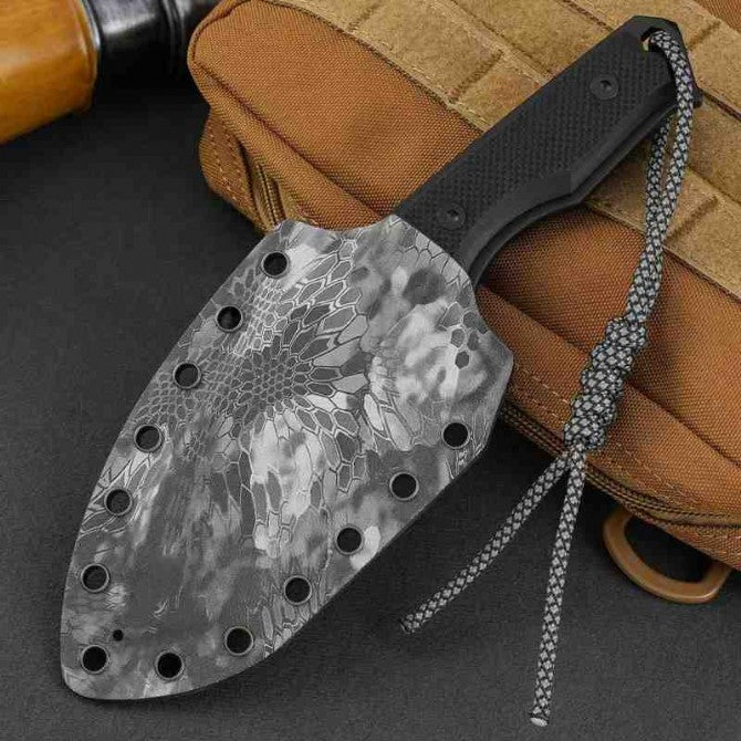 Black Titanium G10 Dual-Color Camouflage Pattern K-Sheath Outdoor Tool