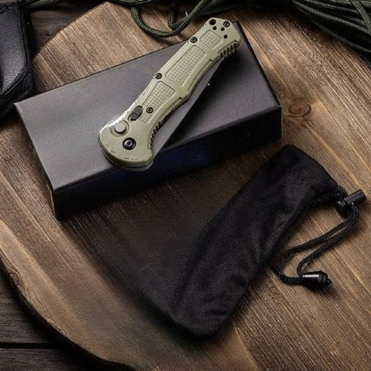BM9070 Nylon Fiber Handle CNC Water-milled Gray Titanium-plated D2 Steel Outdoor Portable Tool