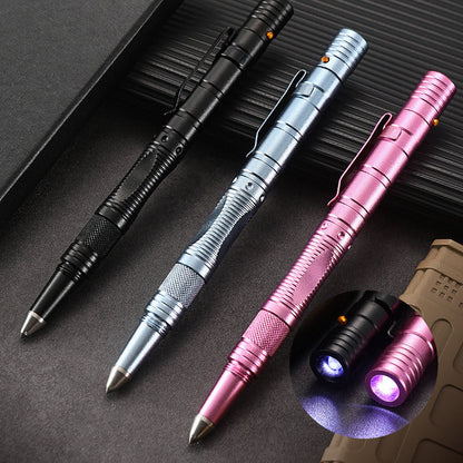 Ferramenta EDC multifunções de exterior em forma de caneta, com iluminação LED e bolso