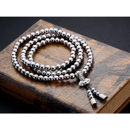 Full Stainless Steel Buddism Mala Self Defense Necklace EDC Defense Tool - Tacsafeworld EDC Gadgets