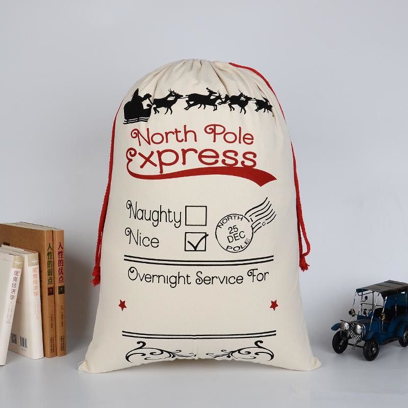 Large Thick Canvas Bag Christmas Gift Cotton Eco-Friendly Drawstring Bag