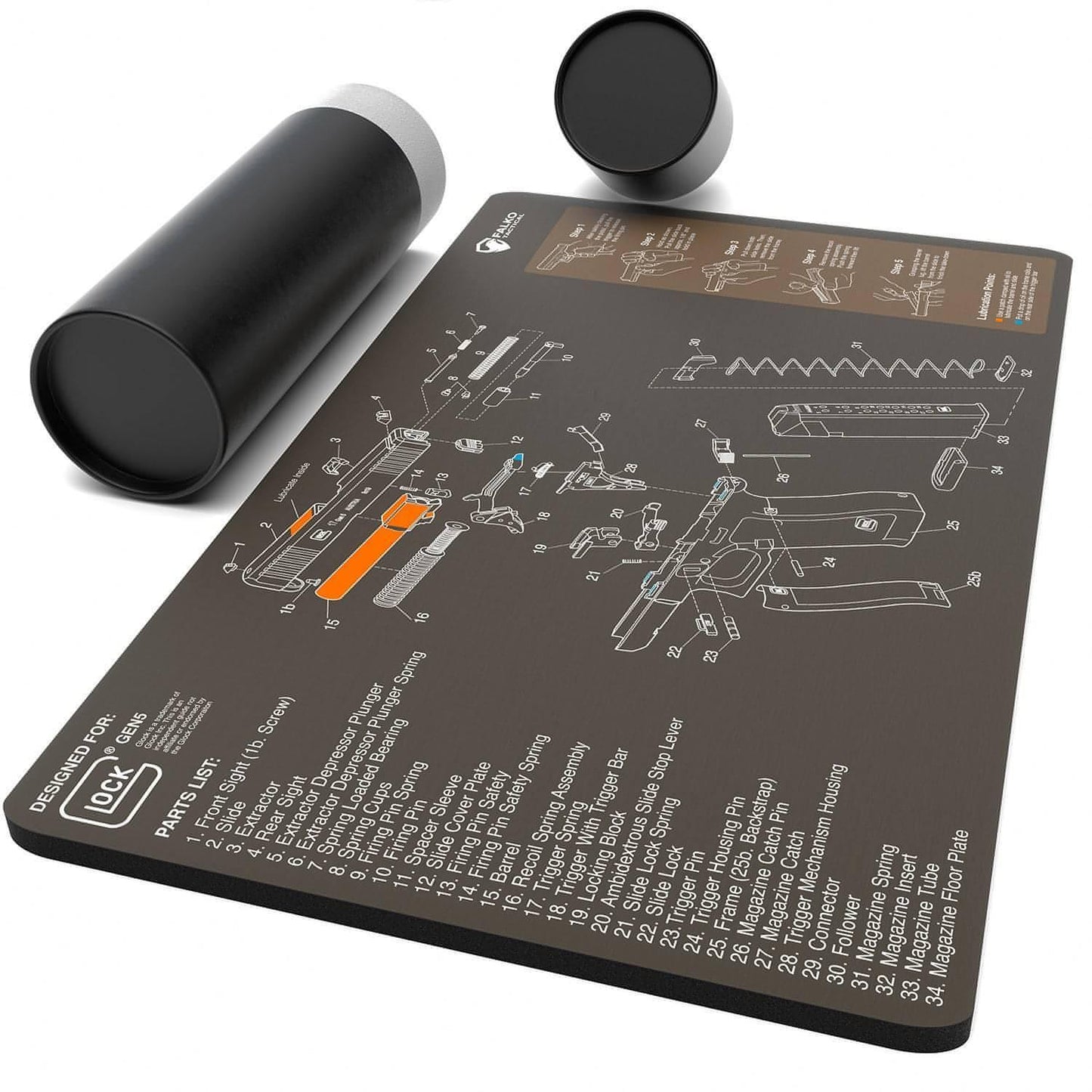 Glock device Cleaning Mat with Diagram