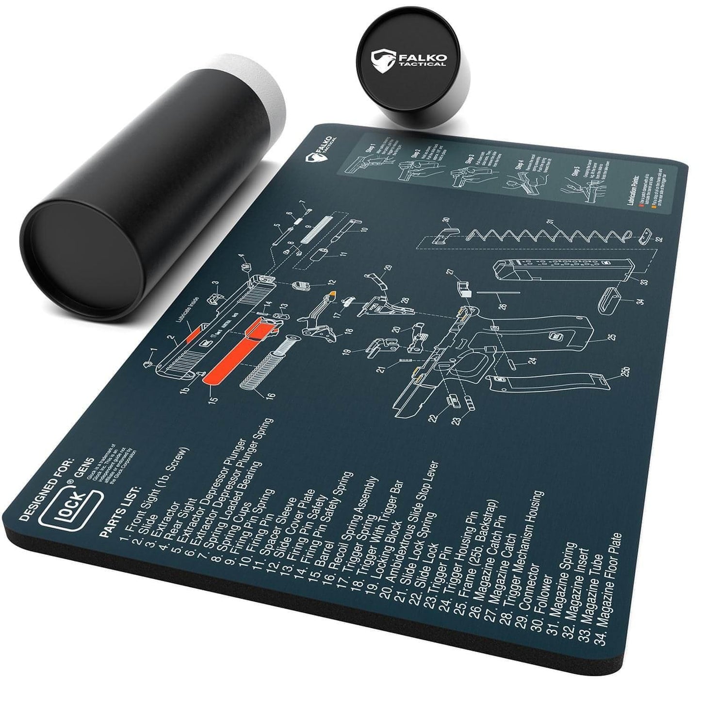 Glock device Cleaning Mat with Diagram