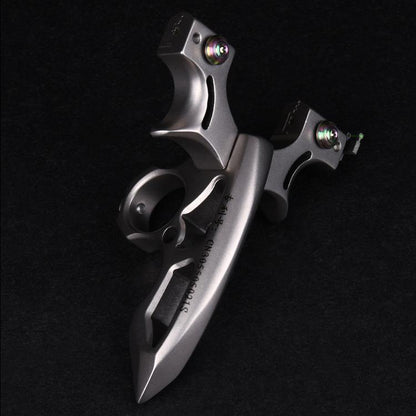 Spiked Brass Knuckles Ring Slingshot 404C Stainless Steel 3 In 1 - Tacsafeworld EDC Gadgets