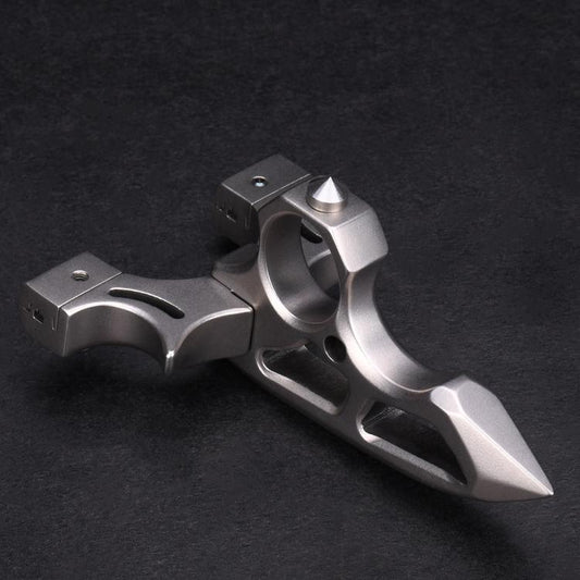 Spiked Brass Knuckles Ring Slingshot 404C Stainless Steel 3 In 1 - Tacsafeworld EDC Gadgets