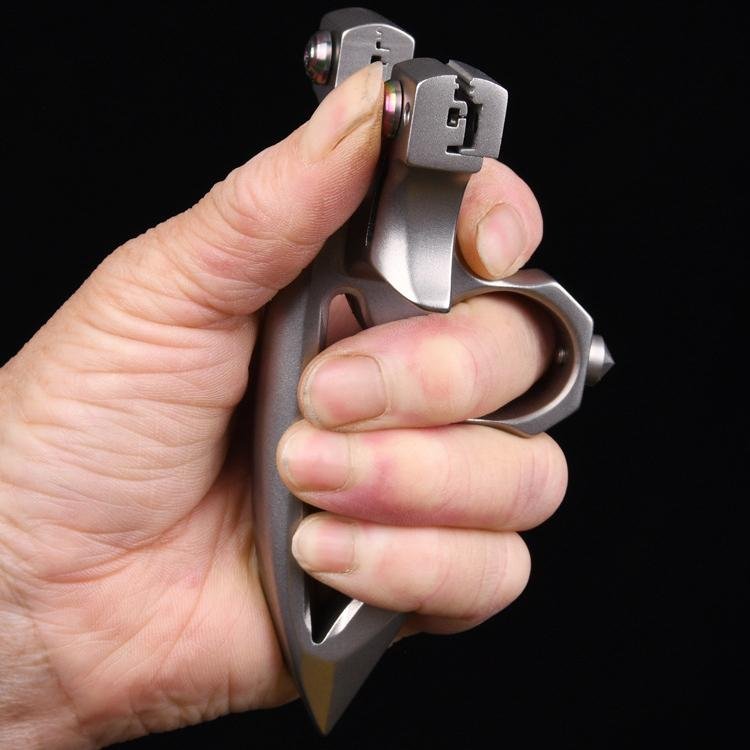 Spiked Brass Knuckles Ring Slingshot 404C Stainless Steel 3 In 1 - Tacsafeworld EDC Gadgets