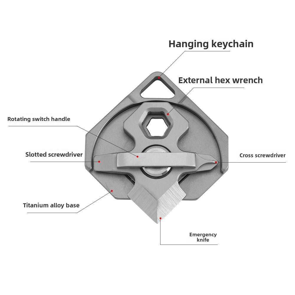 Titanium Alloy Mini Multi-function Keychain Backpack EDC Tool