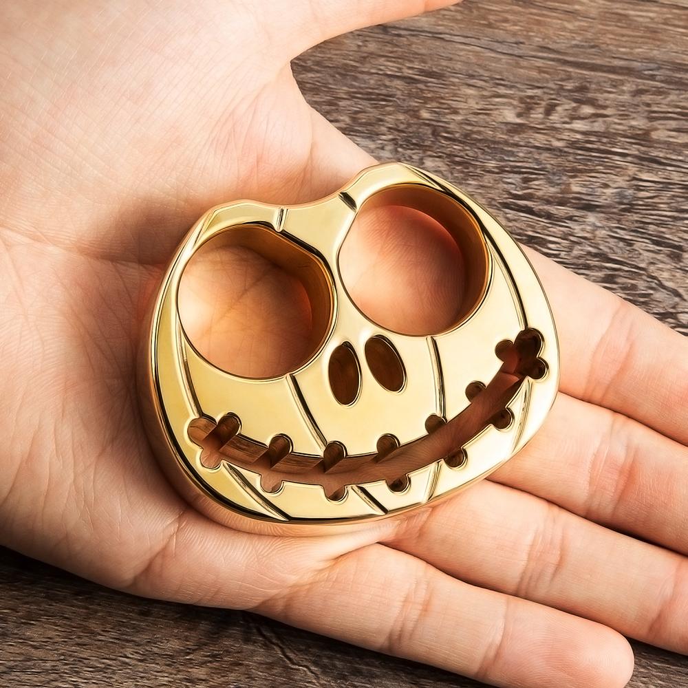 Full Brass Pumpkin Face Two Finger Brass Knuckles - Tacsafeworld EDC Gadgets