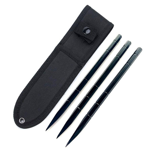 Black Storm Stainless Steel Throwing Spikes Knives Set 3 with Nylon Sheath - Tacsafeworld EDC Gadgets